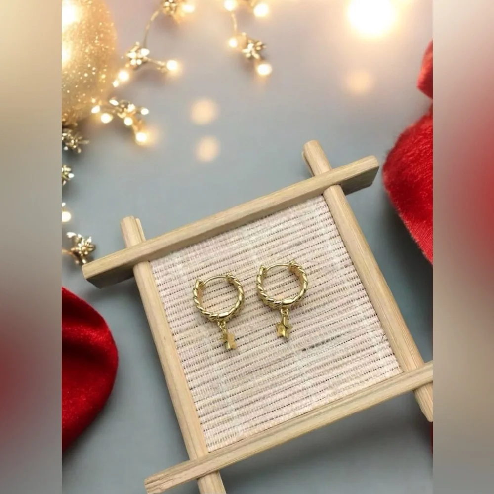 Earrings vermeil sterling silver 925 star
